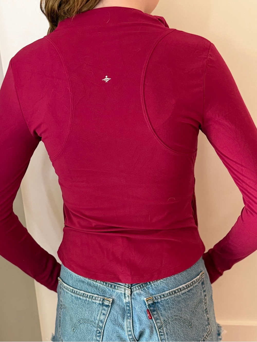NWT Halara Berry Pink Full Zip Active Jacket Thumbholes Fitted Athletic Sz S - Picture 2 of 6